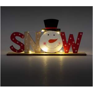 Afbeelding van LED kerstplankdecoratie - sneeuwpop - 24 x 4 x 11 cm 1 Stuks [58249B] - 01 58249B web