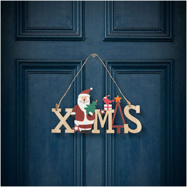 Afbeelding van Houten kerstdecoratie - kerstman - met hanger - 17 x 9 cm 1 Stuks [58250A] - 01 58250A web