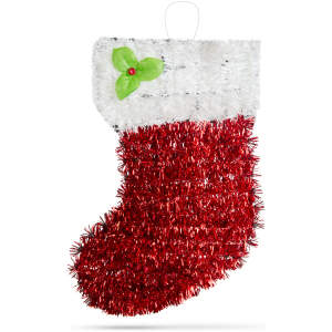 Afbeelding van Kerstmanlaarsdecoratie - rood / wit - glitter - 32 x 20 cm 1 Stuks [58278B] - 01 58278B web