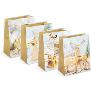 Afbeelding van Kerstcadeautas - papier - 114 x 64 x 146 mm - 4 soorten / verpakking 12 Stuks [58299] - 01 58299 web