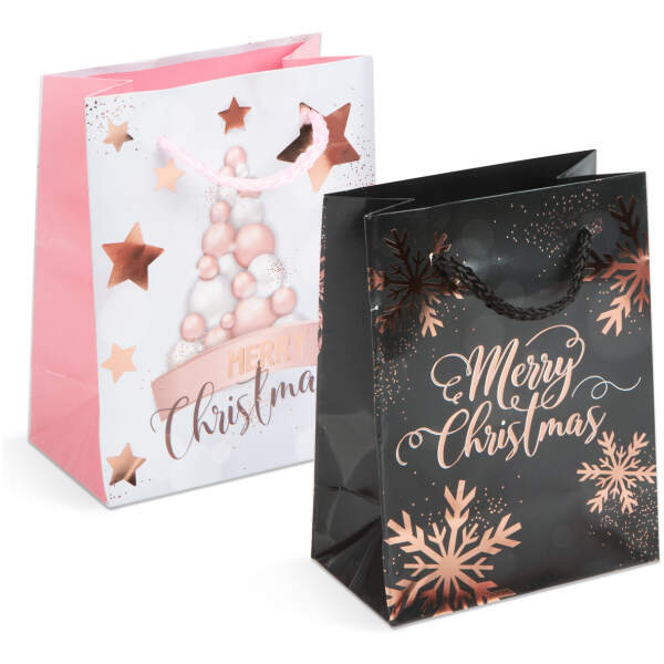 Afbeelding van Kerstcadeautas - papier - 114 x 64 x 146 mm - 2 soorten / verpakking 12 Stuks [58303] - 01 58303 web