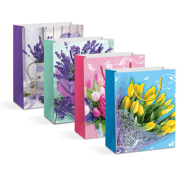 Afbeelding van Cadeauzakje - papier - 178 x 102 x 228 mm - 4 soorten / verpakking 12 Stuks [58311] - 01 58311 web