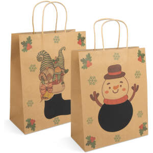 Afbeelding van Cadeauzakje - papier, "Craft" - 265 x 127 x 330 mm - 2 soorten / verpakking 12 Stuks [58316] - 01