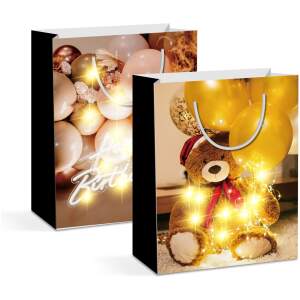 Afbeelding van Cadeauzakje - 10 LED's, papier - 265 x 127 x 330 mm - 2 soorten / verpakking 12 Stuks [58321] - 01 58321