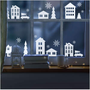 Afbeelding van Kerst raamdecoratie - winterlandschap - 37,5 x 27 cm 1 Stuks [58527B] - 01 58527B web
