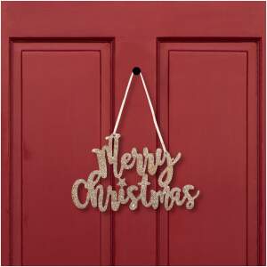 Afbeelding van Kerstdecoratie - label "Vrolijk Kerstfeest" - 20 x 12 cm - goud 1 Stuks [58541A] - 01 58541A web