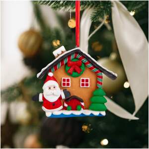 Afbeelding van Kerst magnetische decoratie - 2 in 1 - peperkoekenhuisje met Kerstman - 85 x 75 mm 1 Stuks [58553A] - 01