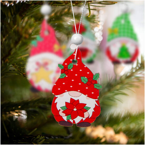 Afbeelding van Kerstboomdecoratieset - hangend, houten elfjes - 4 soorten - 12 stuks / verpakking 1 Stuks [58565B] - 01