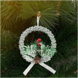 Afbeelding van Kerstdecoratie - hangend - zilveren krans - 10 cm 1 Stuks [58566A] - 01 58566A web