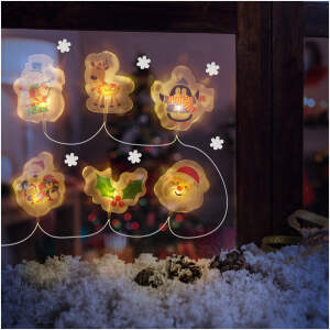 Afbeelding van Kerst LED lichtsnoer - gel raamsticker - 6 LED's - 2 x AA 1 Stuks [58568B] - 01 58568B web