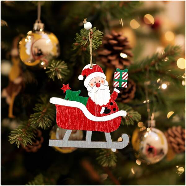 Afbeelding van Kerstboomversiering - kerstman - ophangbaar - 21,5 x 11,5 cm 1 Stuks [58582B] - 01 58582B web