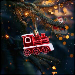 Afbeelding van Kerstboomversiering - glanzende trein - 8 x 6 x 3 cm 1 Stuks [58586] - 01 58586 web