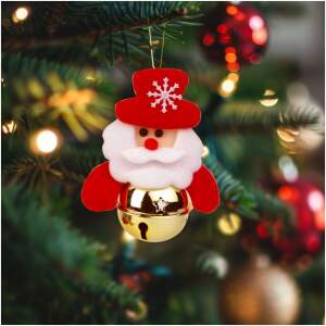 Afbeelding van Kerstboomversiering - Kerstman met bel - 11 x 10 cm 1 Stuks [58589A] - 01 58589A web
