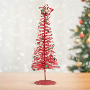 Afbeelding van Kerst, glitter, metalen kerstboom - 28 cm - rood 1 Stuks [58622A] - 01 58622A web