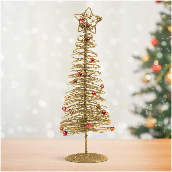 Afbeelding van Kerst, glitter, metalen kerstboom - 28 cm - goud 1 Stuks [58622B] - 01 58622B web