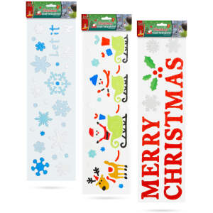 Afbeelding van Kerst raamdecoratie - gel - 49,5 x 15 cm - 3 soorten 1 Stuks [58633] - 01 58633 web