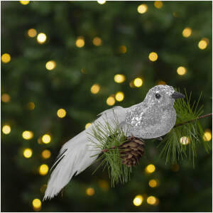 Afbeelding van Kerstversiering - clip - glittervogel - zilver - 2 stuks / verpakking 1 Stuks [58643C] - 01 58643C web