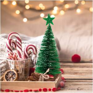 Afbeelding van Mini decor kunst dennen - glitter - 18 cm - 4 kleuren 1 Stuks [58658] - 01 58658 web