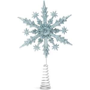 Afbeelding van Kerstboomtopversiering - sneeuwvlokvorm - 22 x 15 cm - lichtblauw 1 Stuks [58678A] - 01 58678A web