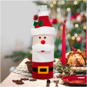 Afbeelding van Kerst drankfleshouder - 3D Kerstman - polyester - 27 x 12 cm 1 Stuks [58728A] - 01 58728A web