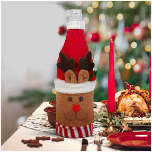 Afbeelding van Kerst drankfleshouder - 3D Rendier - polyester - 27 x 12 cm 1 Stuks [58728C] - 01 58728C web