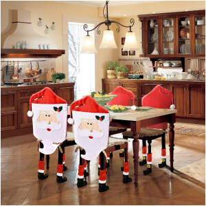 Afbeelding van Kerststoel decoratieset - Kerstman - 47 x 75 cm - rood/wit 1 Stuks [58736A] - 01 58736A web