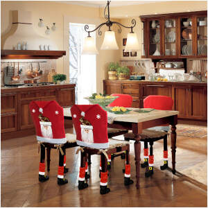 Afbeelding van Kerststoel decoratieset - Kerstman - 50 x 60 cm - rood/wit 1 Stuks [58737A] - 01 58737A web