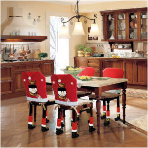 Afbeelding van Kerststoel decoratieset - Sneeuwpop - 50 x 60 cm - rood/wit 1 Stuks [58737B] - 01 58737B web