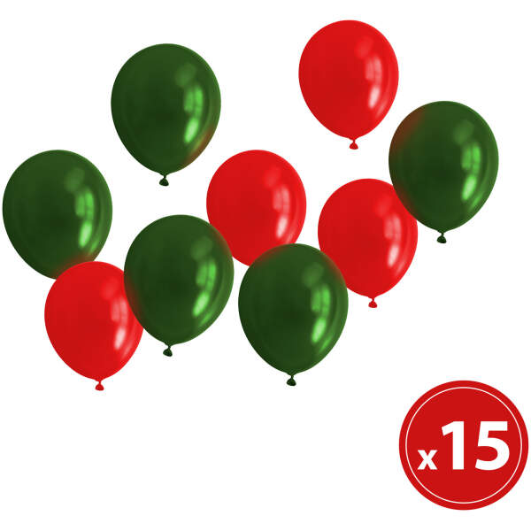 Afbeelding van Ballonnenset - roodgroen, metallic - 15 stuks / pak 1 Stuks [58751] - 01 58751 web