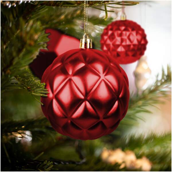 Afbeelding van Kerstboomdecoratieset - baldecoratie - rood - 6 stuks / verpakking 1 Stuks [58762C] - 01 58762C web