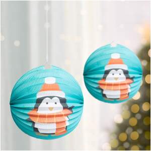 Afbeelding van Kerstlantaarn - met pinguïnpatroon - 25 cm 1 Stuks [58765C] - 01 58765C web