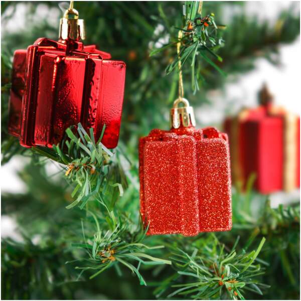 Afbeelding van Kerstboomdecoratieset - rood cadeau - 4,5 cm - 6 stuks / set 1 Stuks [58781C] - 01 58781C web