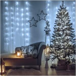 Afbeelding van Lichtgordijn - 200 LED's - koel wit - netvoeding - IP44 - 4,2 m - 8 programma's 1 Stuks [58901B] - 01