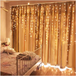 Afbeelding van Lichtgordijn - 100 LED's - warm wit - netvoeding - IP44 - 2,2 m - 8 programma's 1 Stuks [58902A] - 01
