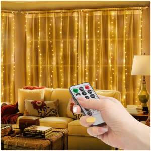 Afbeelding van Lichtgordijn - 300 warmwitte microLED's - 3 x 3 m - 230V - met afstandsbediening 1 Stuks [58905A] - 01