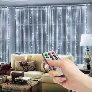 Afbeelding van Lichtgordijn - 300 koelwitte microLED's - 3 x 3 m - 230V - met afstandsbediening 1 Stuks [58905B] - 01