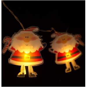 Afbeelding van LED lichtsnoer - Kerstman - 10 LED - 1,35 meter - warmwit - 2 x AA 1 Stuks [58912] - 01 58912 web