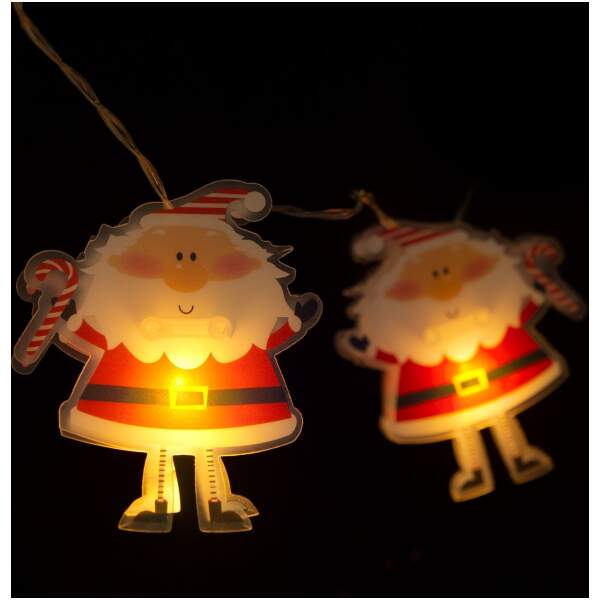Afbeelding van LED lichtsnoer - Kerstman - 10 LED - 1,35 meter - warmwit - 2 x AA 1 Stuks [58912] - 01 58912 web