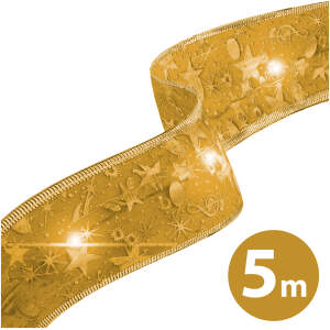 Afbeelding van Kerst LED lint - goud - 5 mx 5 cm - 50 LED - USB 1 Stuks [58933K] - 01 58933K web