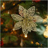 Afbeelding van Kerstversiering - met clips - glitterbloem - goud - 3 stuks / verpakking 1 Stuks [58947A] - 01 58947A web