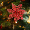 Afbeelding van Kerstversiering - met clips - glitterbloem - rood - 3 stuks / verpakking 1 Stuks [58947C] - 01 58947C web