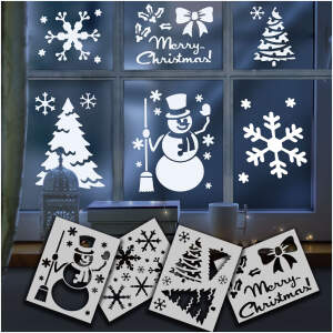 Afbeelding van Kerst raamdecoratie sjabloon - 28 x 20,5 cm - 4 soorten / verpakking 1 Stuks [58954] - 01 58954 web