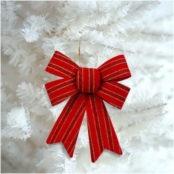Afbeelding van Strikdecoratie - glinsterend, rood - 18 x 25 cm 1 Stuks [58958] - 01 58958 web