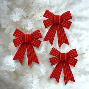 Afbeelding van Strikdecoratie - glinsterend, rood - 10 x 13 cm - 3 stuks / verpakking 1 Stuks [58960] - 01 58960 web