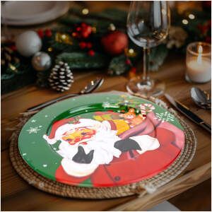 Afbeelding van Kerstschaal - metaal - kerstman - groen - 33 cm 1 Stuks [58961B] - 01 58961B web