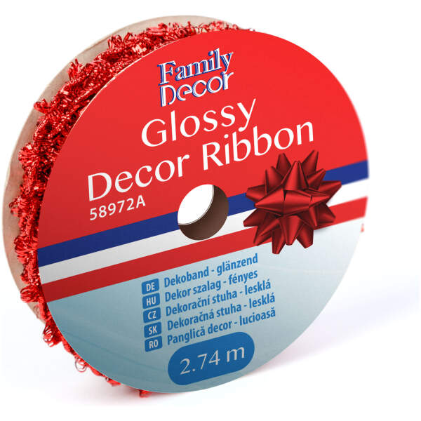 Afbeelding van Decoratielint - glanzend - 2,74 m - rood 1 Stuks [58972A] - 01 58972A web