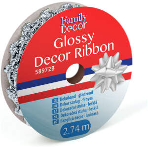 Afbeelding van Decoratielint - glanzend - 2,74 m - zilver 1 Stuks [58972B] - 01 58972B web