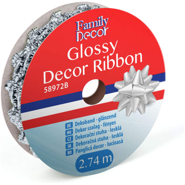 Afbeelding van Decoratielint - glanzend - 2,74 m - zilver 1 Stuks [58972B] - 01 58972B web