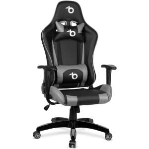 Afbeelding van Gamerstoel - met taille- en hoofdkussen - grijs 1 Stuks [BMD1106GY] - 01 BMD1106GY web