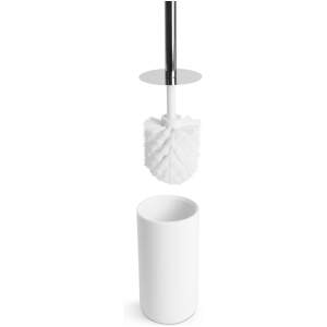 Afbeelding van Toiletborstel + houder - mat wit / zilver 1 Stuks [BW3021D] - 01 BW3021D web